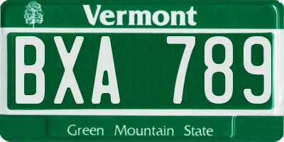 VT license plate BXA789