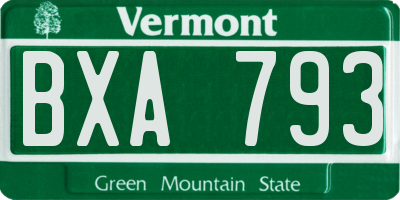 VT license plate BXA793