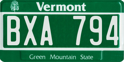 VT license plate BXA794