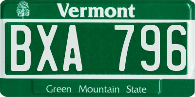 VT license plate BXA796