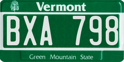 VT license plate BXA798