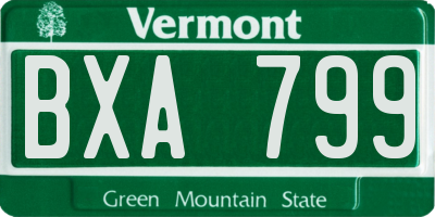 VT license plate BXA799