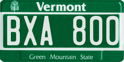 VT license plate BXA800