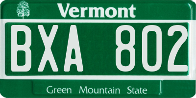 VT license plate BXA802