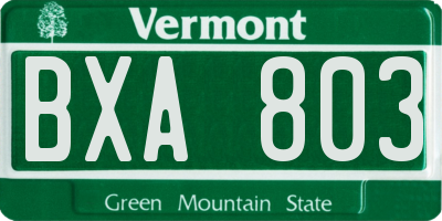 VT license plate BXA803