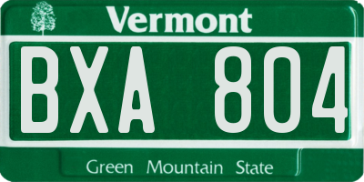 VT license plate BXA804