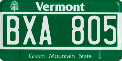 VT license plate BXA805