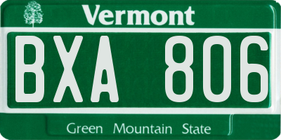 VT license plate BXA806