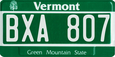 VT license plate BXA807