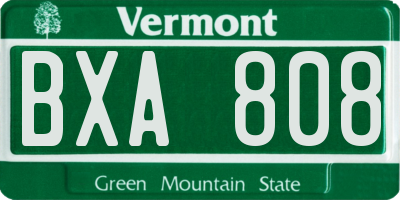 VT license plate BXA808