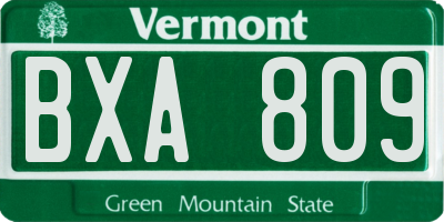 VT license plate BXA809