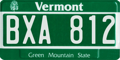 VT license plate BXA812