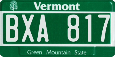 VT license plate BXA817