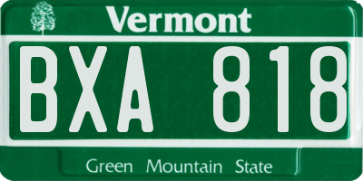 VT license plate BXA818