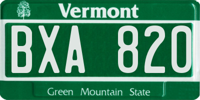 VT license plate BXA820