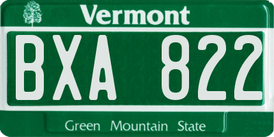 VT license plate BXA822
