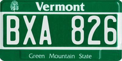 VT license plate BXA826