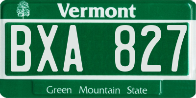VT license plate BXA827
