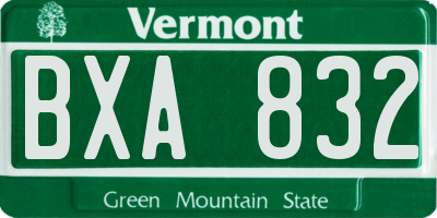 VT license plate BXA832