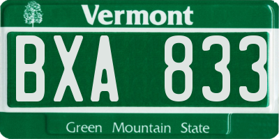 VT license plate BXA833