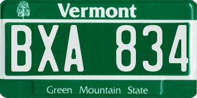 VT license plate BXA834