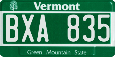 VT license plate BXA835