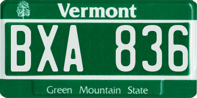 VT license plate BXA836