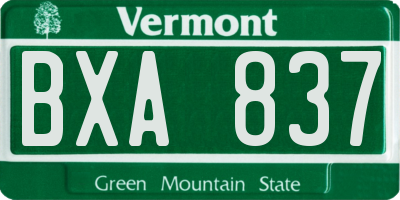 VT license plate BXA837