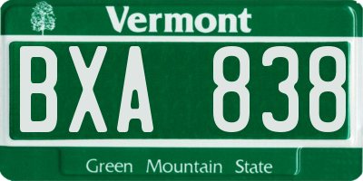 VT license plate BXA838