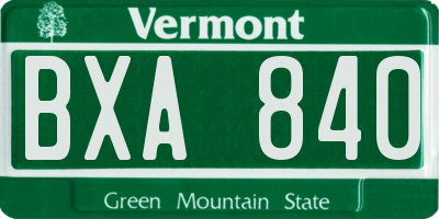 VT license plate BXA840