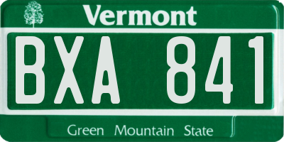 VT license plate BXA841