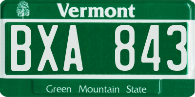 VT license plate BXA843