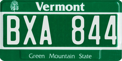 VT license plate BXA844