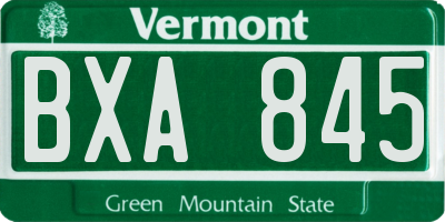 VT license plate BXA845