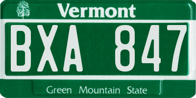 VT license plate BXA847