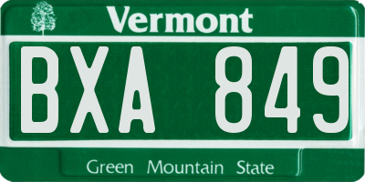 VT license plate BXA849
