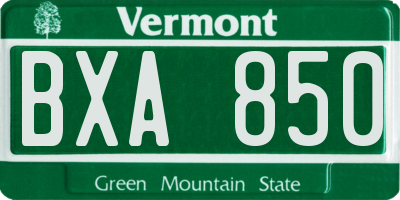 VT license plate BXA850