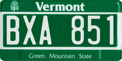 VT license plate BXA851