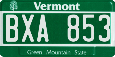VT license plate BXA853