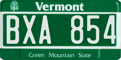 VT license plate BXA854