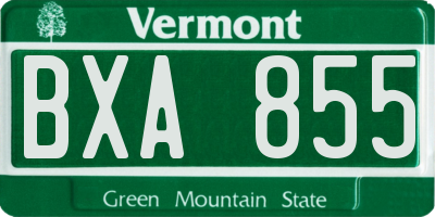 VT license plate BXA855