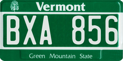 VT license plate BXA856