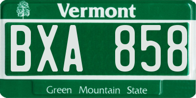 VT license plate BXA858