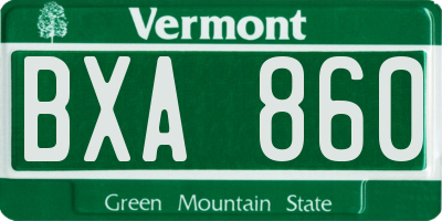 VT license plate BXA860