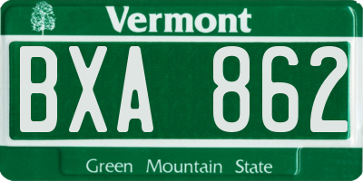 VT license plate BXA862