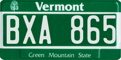 VT license plate BXA865