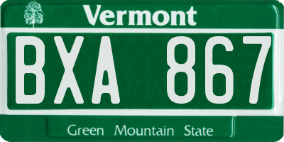 VT license plate BXA867