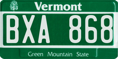 VT license plate BXA868