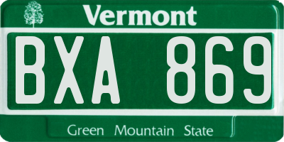 VT license plate BXA869