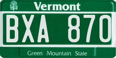 VT license plate BXA870